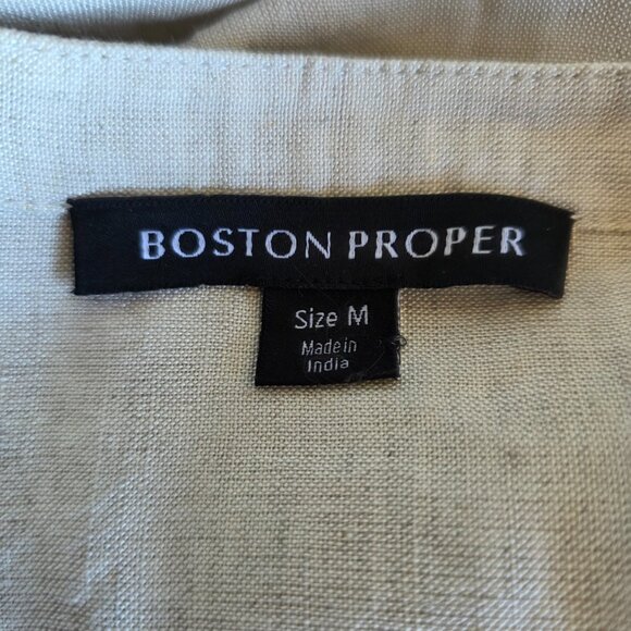 Boston Proper Tie Hem Long Flare Sleeve Linen Blend Button Shirt Top Size M - Picture 8 of 8